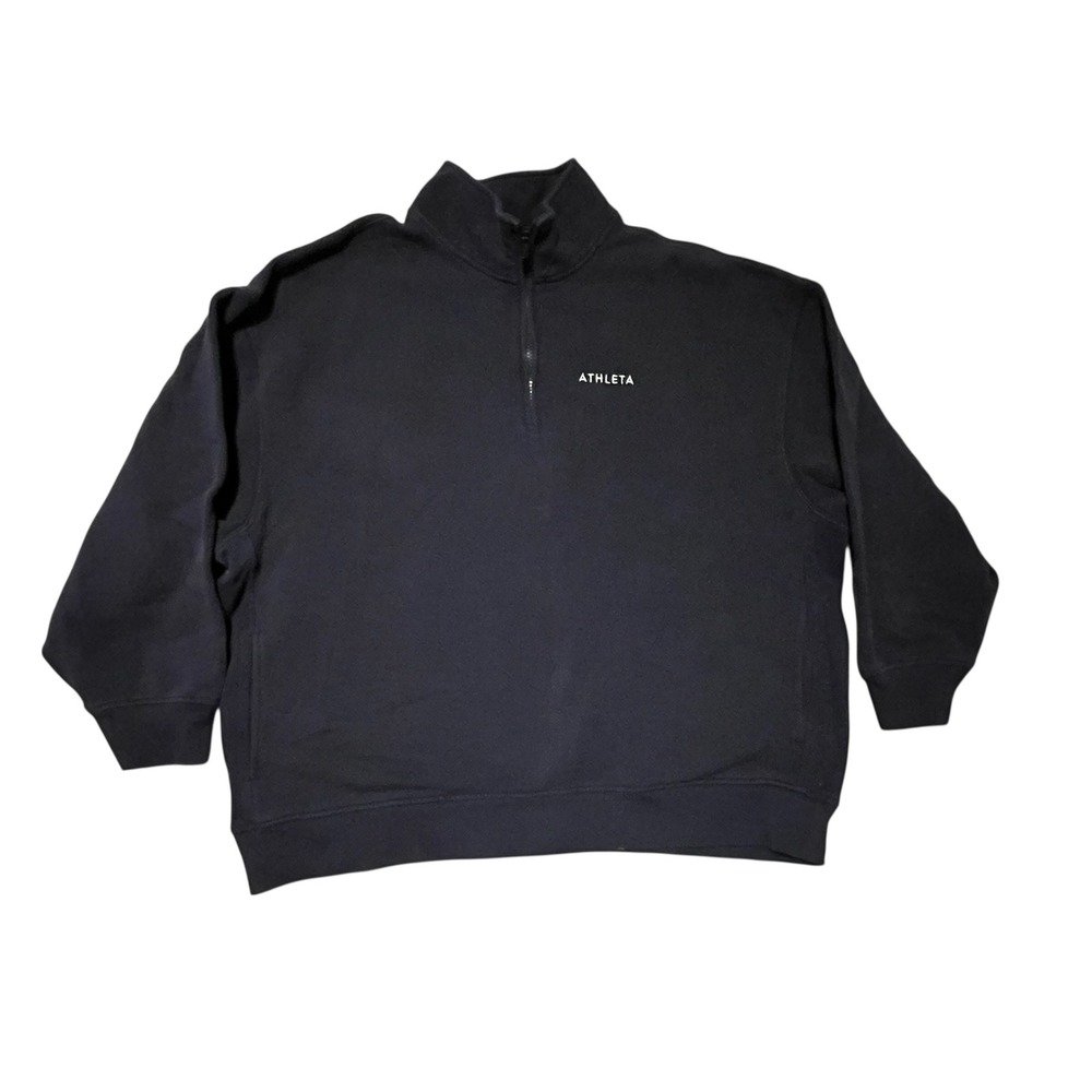 Athleta Power Of She Forever Fleece 1/4 Zip Sweatshirt Zip Navy Blue XL